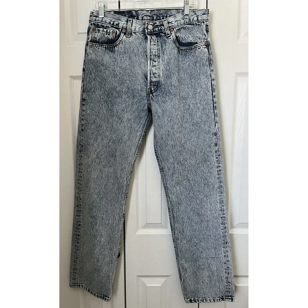 Vintage 80s Levis 501 Jeans USA Stone Wash Straight Leg Button Fly Mens 34x32